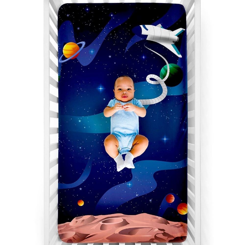 Luvsy Printed Crib Sheets "Space Baby"
